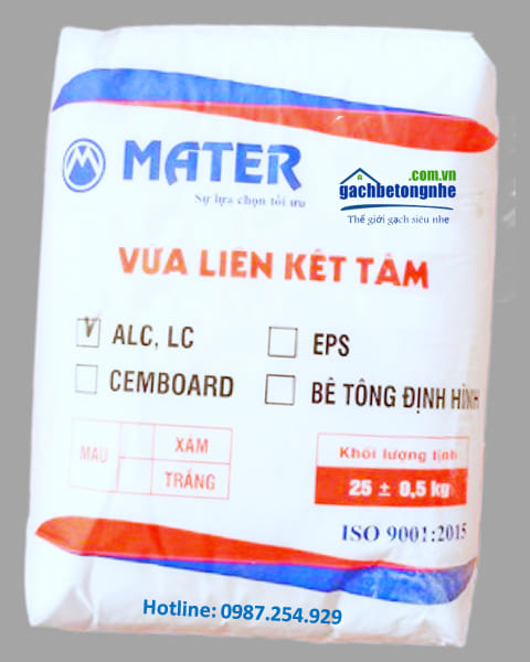 Sản phẩm vữa liên kết tấm bê tông nhẹ ALC, EPS, Cemboard của Mater