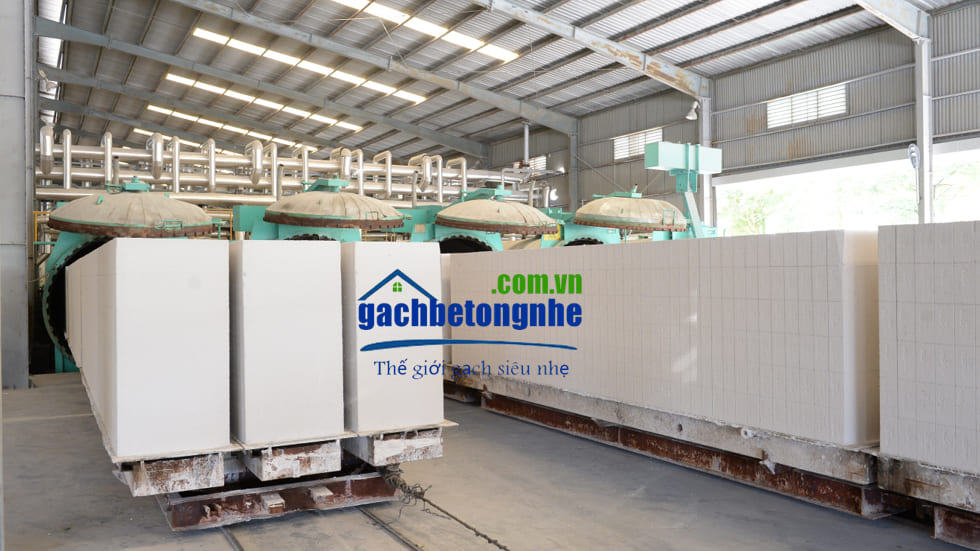 Hình ảnh dây chuyền nhà máy sản xuất gạch bê tông khí chưng áp Viglacera tại KCN Yên Phong, Bắc Ninh - GachBeTongNhe