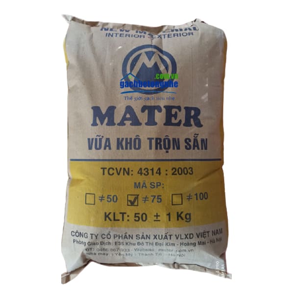 Vữa khô trộn sẵn Mater xây trát tường gạch đỏ, gạch bê tông tại Hà Nội