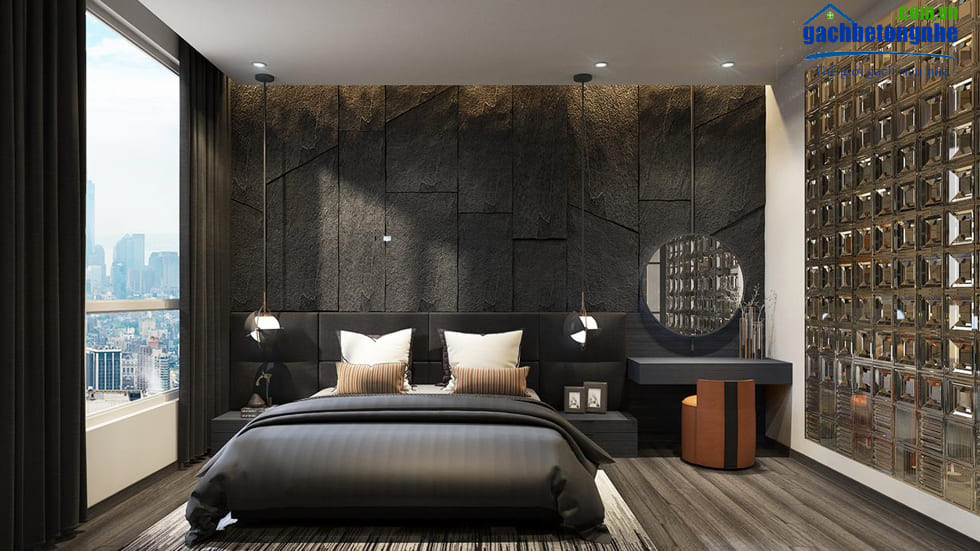 Ốp tường phòng ngủ bằng tấm đá siêu nhẹ đẹp và tinh tế