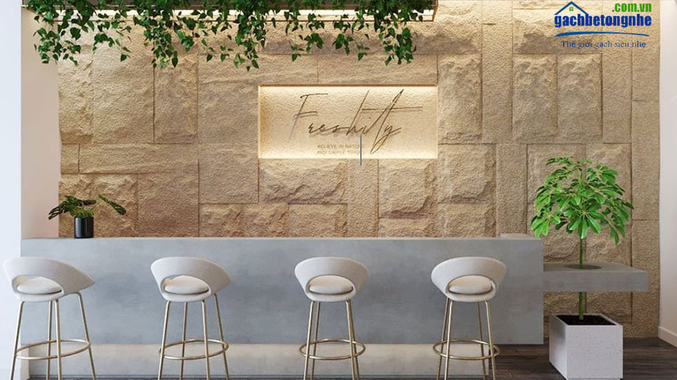 Ốp tường hoàn thiện quầy lễ tân khách sạn bằng tấm đá siêu nhẹ