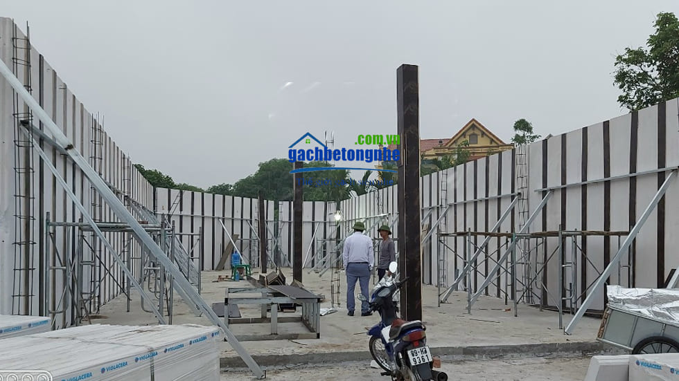 Công trình xây nhà lắp ghép tấm panel ALC Viglacera kết hợp với kết cấu nhà thép