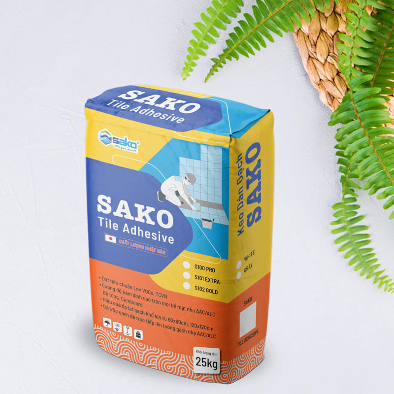 Sản phẩm bao bì keo dán gạch SAKO - chất lượng Nhật Bản. Mẫu bao bì keo dán gạch đẹp, chuyên nghiệp nhất năm 2022