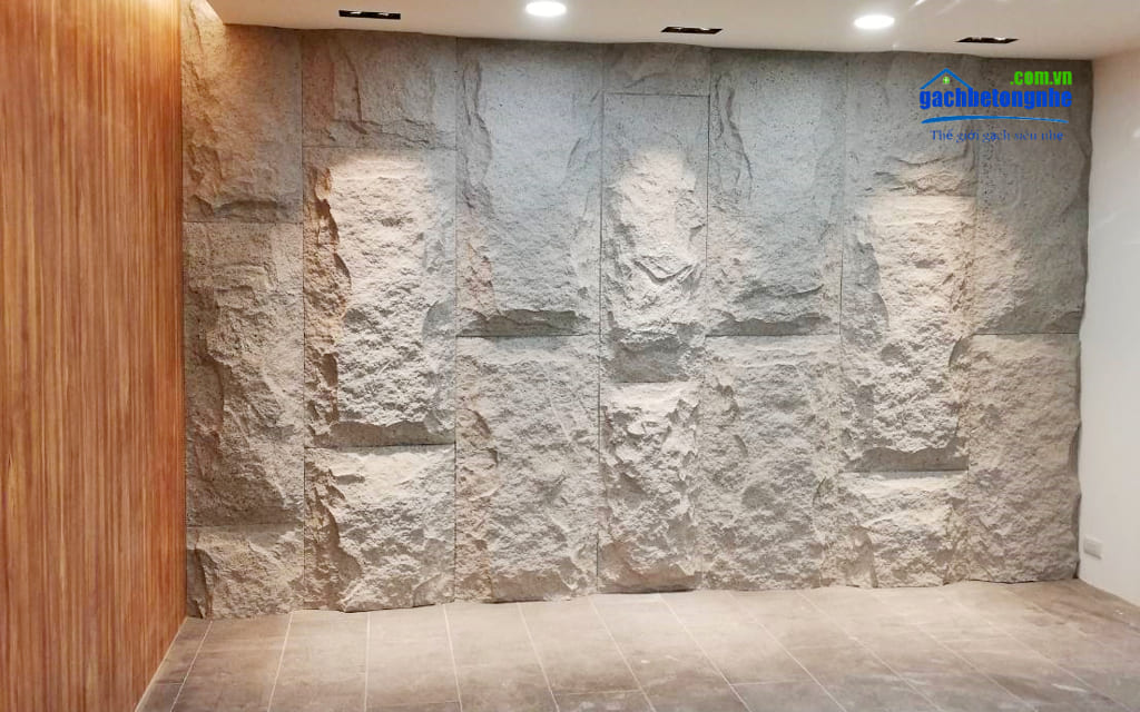 Tấm ốp tường giả đá siêu nhẹ đẹp màu ghi sáng vân đá cao tại Đà Nẵng