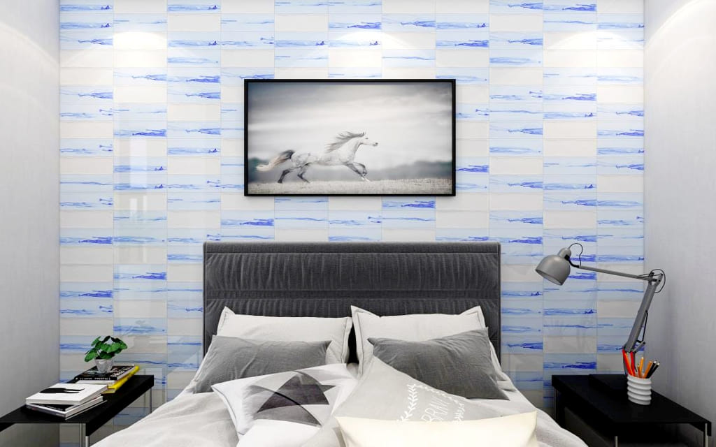 Gạch ốp tường màu xanh dương cho phòng ngủ -GOT-0031