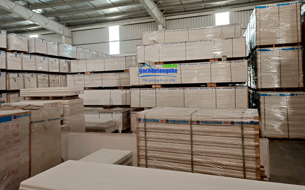 Kho bảo quản sản phẩm tấm bê tông nhẹ ALC Viglacera tại nhà máy ở Bắc Ninh
